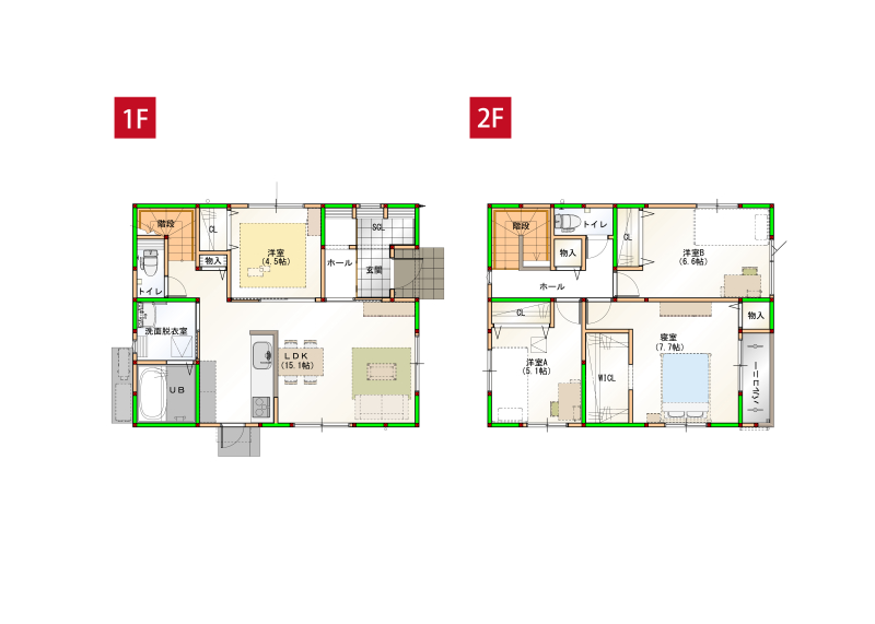 間取りは4LDKと、プライベートスペースをしっかり確保しつつ、楽しい家族団らんもできる15.1帖のLDKがある住まいです♪※画像はイメージです。